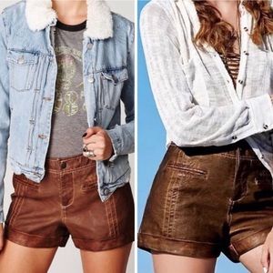 Free People vegan leather brown shorts size 4